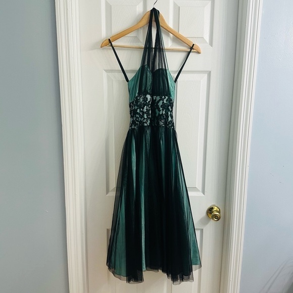 Vintage Cache Dress Cocktail Party Blue Black Fairy Whimsigoth 2 Extra Small - Picture 4 of 9